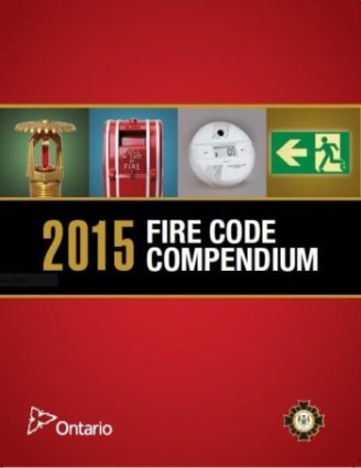 Red front cover of Ontario Fire Code Book 