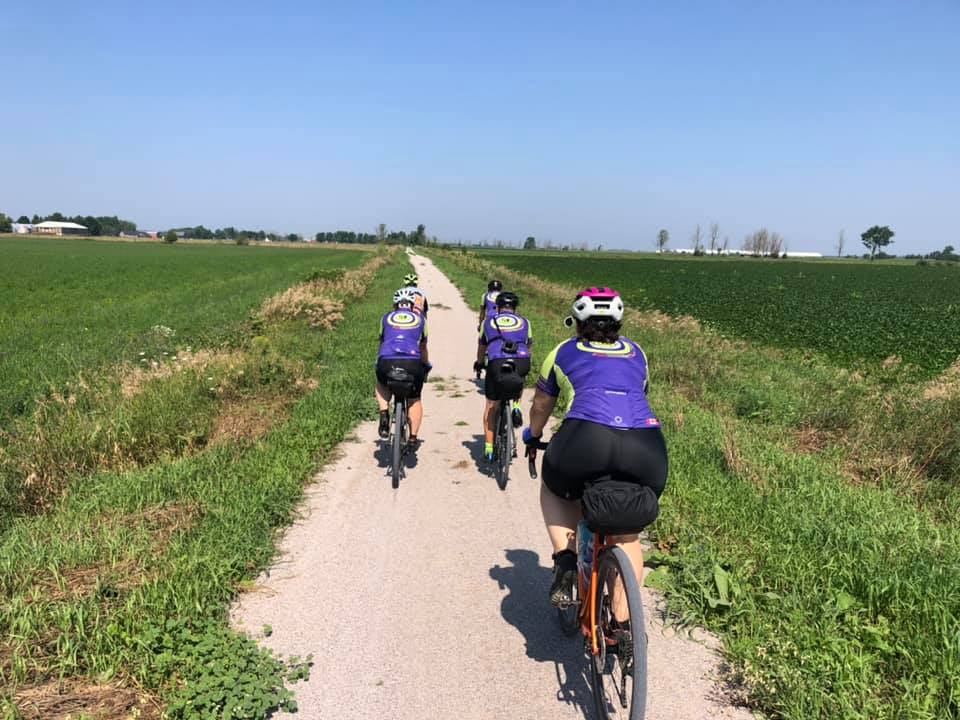 A picture of three people cycling on the G2G Trail.