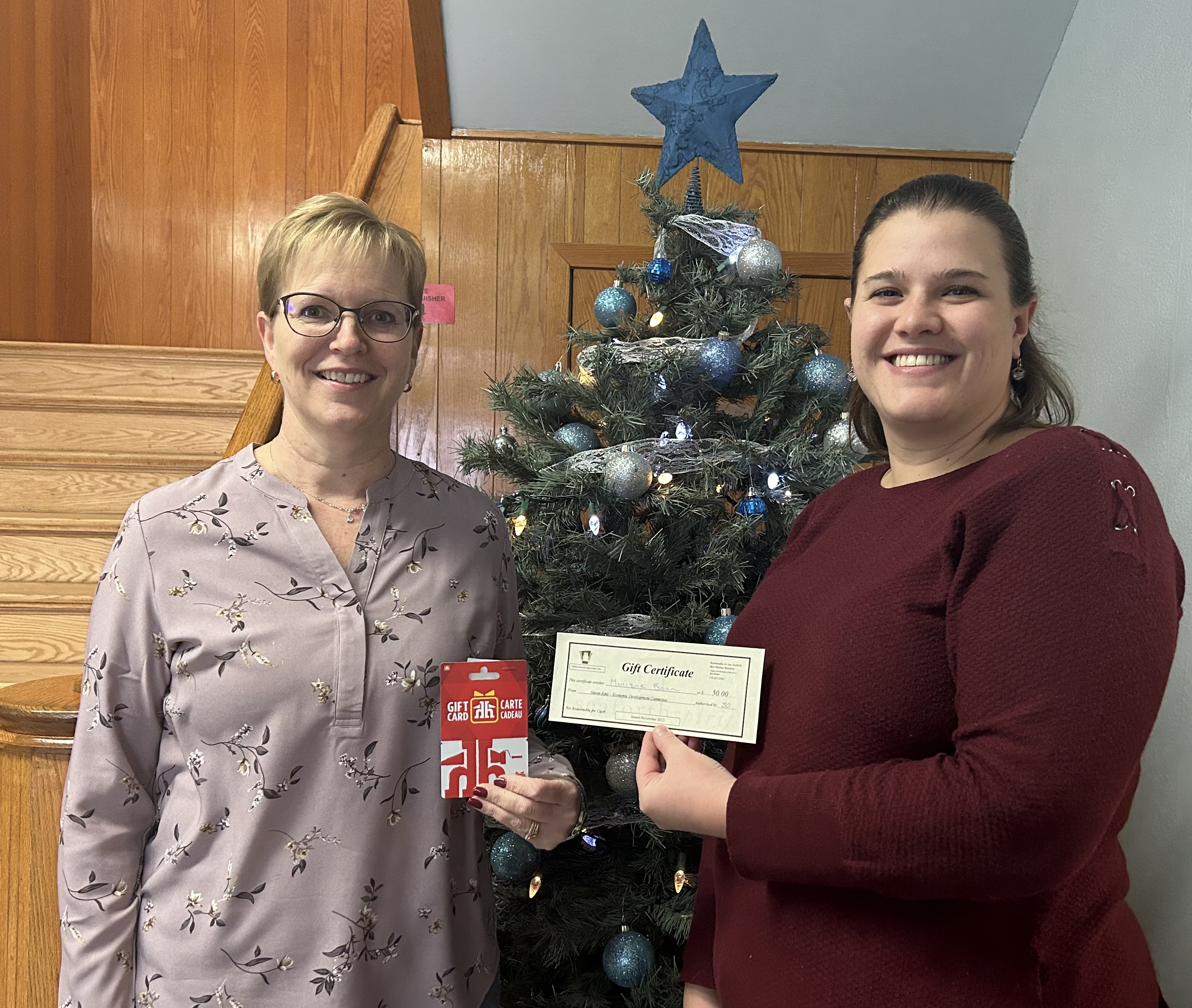 A picture of winner Monique Baan and Economic Development Officer Taralyn Cronin.