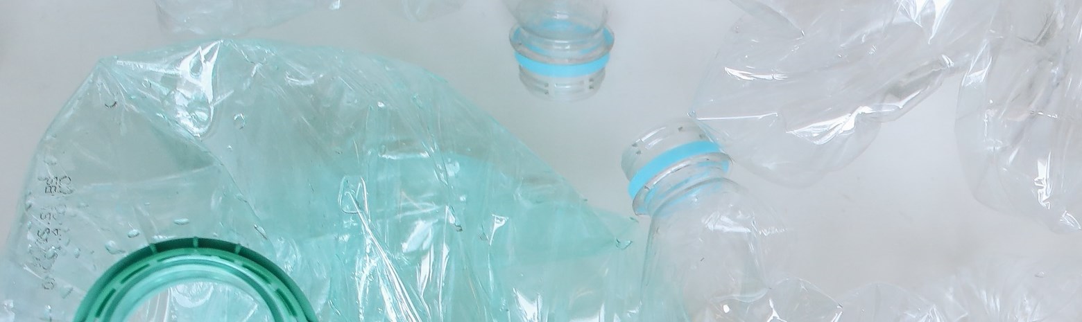 Plastic Water bottles flattened for recycling