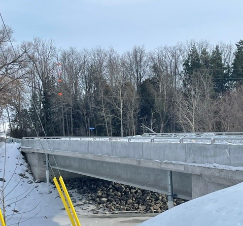 newly constructed bridge, looking from entrance off Kinburn Line