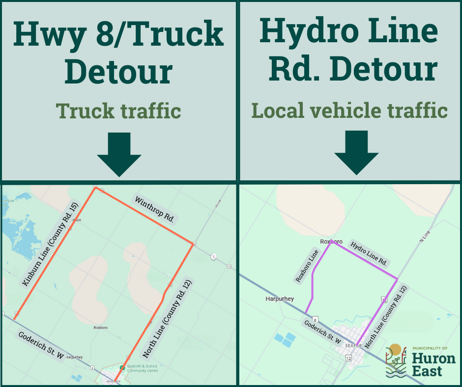 Map of detour routes for reconstruction project
