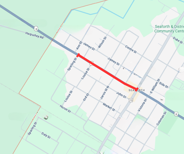 Map of road closure for Phase 2 of Connecting Link project