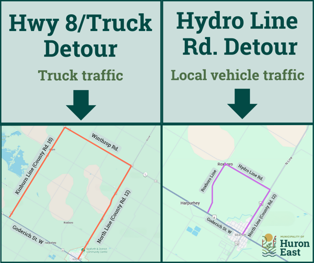 Map of detour routes